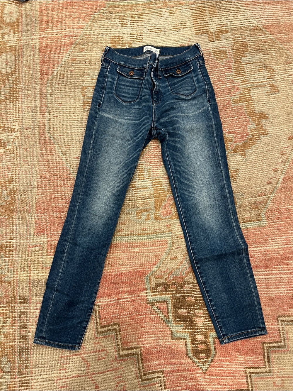 Madewell Women's Medium Dark Blue Skinny Jeans with Whiskering